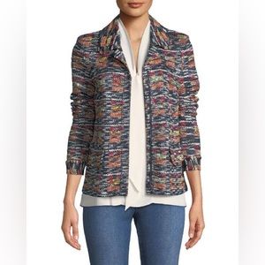 ST JOHN NEW Women's Caviar Multi Painterly Tweed Knit Jacket Top 10
